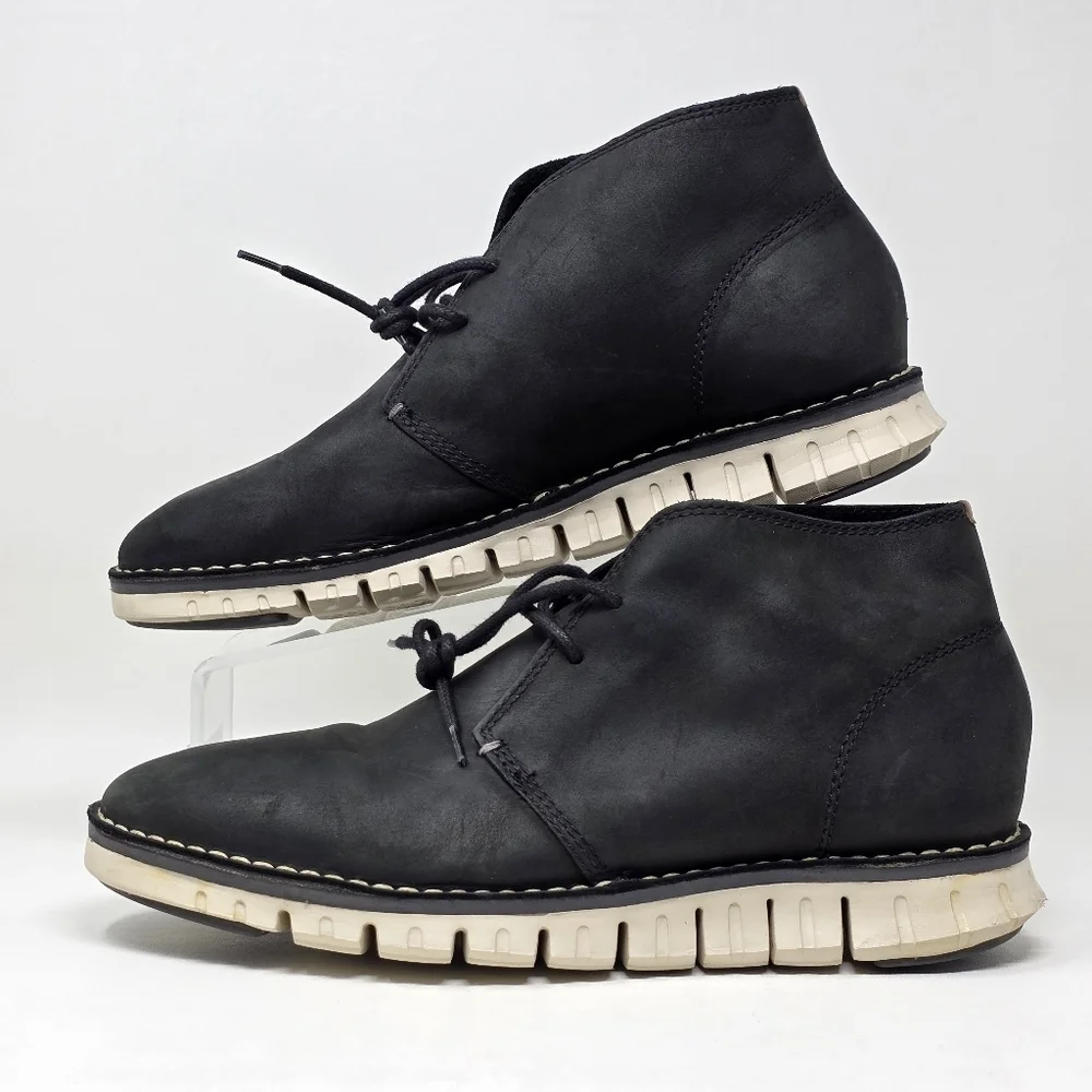 Cole Haan Zerogrand Chukka Boots Men's Size 9.5 Black Leather Ankle C22148